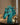 Turquoise Blue Horse Head Sculpture with Golden Accents – 22 Inches