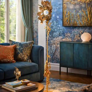 Ethereal Floral Bloom Sculptural Brass Floor Lamp