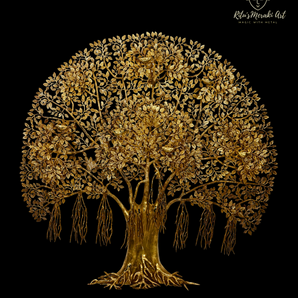 Handcrafted Brass Bodhi Tree Wall Sculpture - 55 Inch