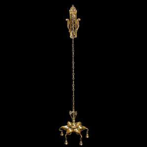 Timeless Elegance: 46" Brass Six Wicks Hanging Lamp with Parrot Bracket