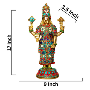 Lord Balaji Brass Idol with Intricate Inlay Work - 17 Inch