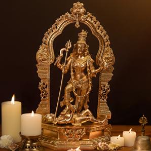 Goddess Kali with Kirtimukha Arch Brass Idol