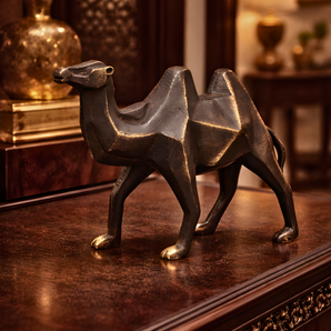 Artisan Desert Brass Camel Sculpture Heritage Caravan Symbol Décor