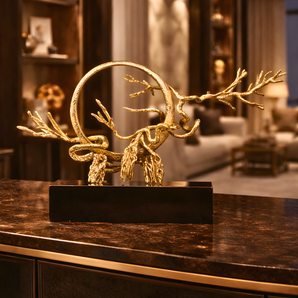 Ethereal Orbit Contemporary Brass Bonsai Sculpture
