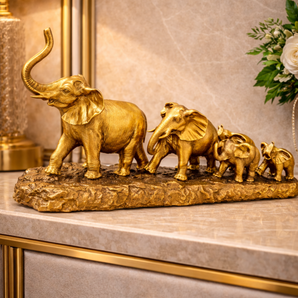 Brass Elephant Caravan Sculpture Symbol of Unity & Strength
