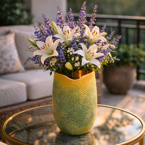 Amara Verdant Textured Brass Vase