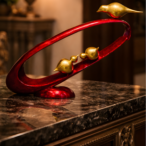 Harmony Birds Modern Balance Brass Sculpture Décor Accent