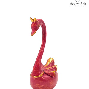 Regal Elegance: Brass Swan with Red Finish