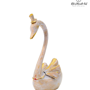 Graceful Beauty: Brass Swan with White Finish