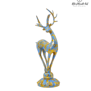 Tranquil Elegance: Brass Deer with Blue Finish