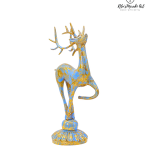 Tranquil Beauty: Brass Deer in Captivating Blue