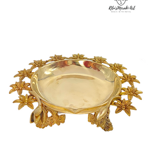 Flower-filled Urli - Serenity in Brass