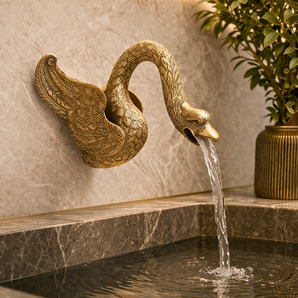 Noir Swan Brass Faucet | Sculptural Dual-Tone Luxury Basin Statement