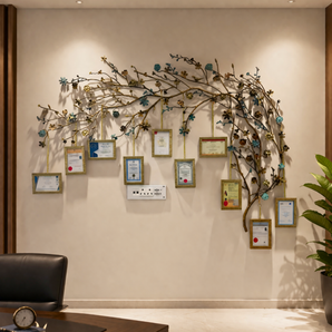 Custom Brass Photo Hanger Tree Installation | Wall Display for Frames & Memories
