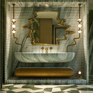 Custom Brass Vanity Installation | Mirror & Lighting Fixtures Design for Luxury Bathrooms