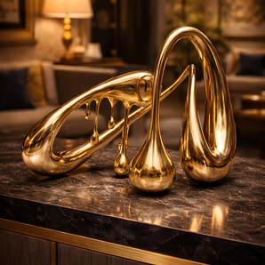 Fluid Form – Abstract Brass Statement Sculpture