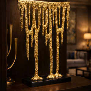 Molten Cascade – Abstract Brass Drip Sculpture