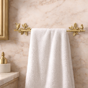 Twin Sparrow Brass Towel Bar | Nature-Inspired Luxury Wall Hanger