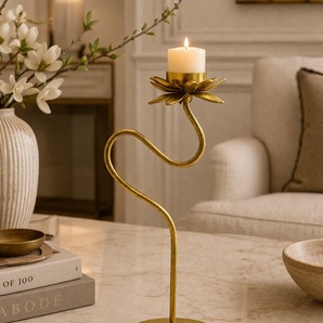Padma Jyot Lotus Bloom Brass Candle Stand