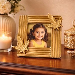 Verdant Leaf Handcrafted Botanical Brass Photo Frame
