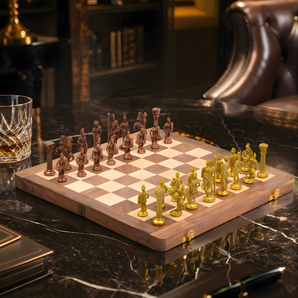 Regalia Chess Board Brass Casket Set