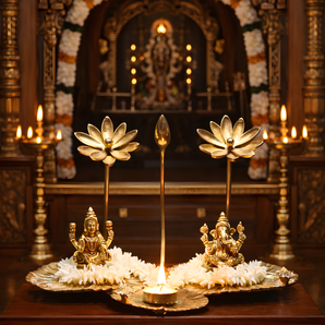 Padma Bloom Brass Lotus Stand Platter