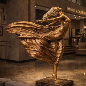 Eternal Grace Monumental Dancing Muse Brass Sculpture