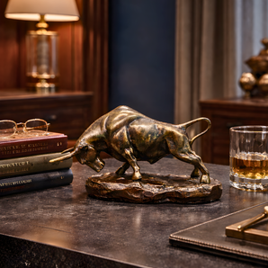 Signature Brass Charging Bull Sculpture
