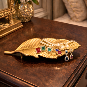 Botanical Flow Brass Leaf Tray | Contemporary Organic Accent