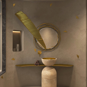 Custom Luxury Sculptural Brass Bathroom Concept | Vanity & Artistic Wall Installation