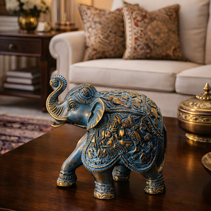 Sacred Brass Elephant Sculpture Prosperity & Grace Emblem