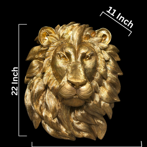 Brass Lion Face Wall Hanging - 22 Inch