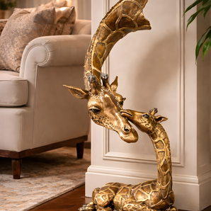 Regal Brass Giraffe & Calf Monumental Wildlife Sculpture