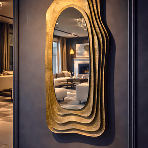 Orvella Organic Brass Mirror | Sculptural Statement Wall Mirror