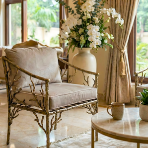 Sylvan Verve Handcrafted Sculptural Brass Accent Chair