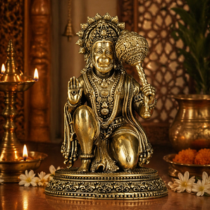 Veer Hanuman Divine Strength Devotion Brass Idol