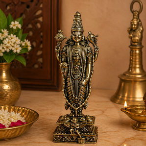 Venkateswara Balaji Standing Divine Prosperity Brass Idol
