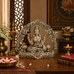Goddess Lakshmi Tabletop Prosperity Brass Idol