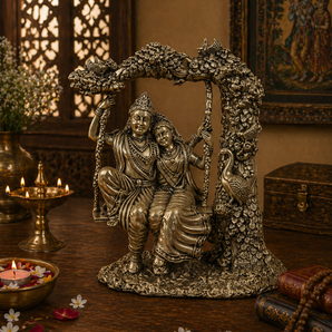 Radha Krishna Jhula Divine Love Brass Idol