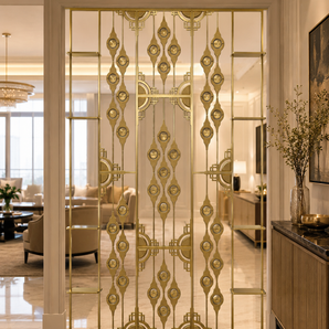 Art Deco Brass Partition Screen | Regal Geometry Architectural Divider