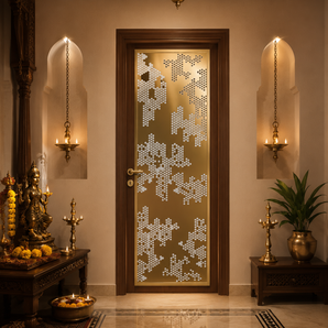 Madhuvana Brass Honeycomb Panel | Luxury Door Insert