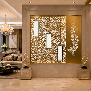 Vortexa Brass Wall Art Panel | Contemporary Geometric Luxury Statement