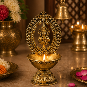 Mahalakshmi Ornamental Sacred Brass Diya