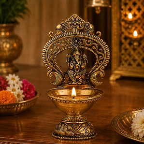 Mangalmurti Ganesh Auspicious Brass Diya