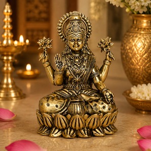 Padmasini Lakshmi Brass Idol on Lotus