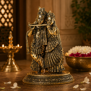 Raas Leela Divine Radha Krishna Brass Sculpture