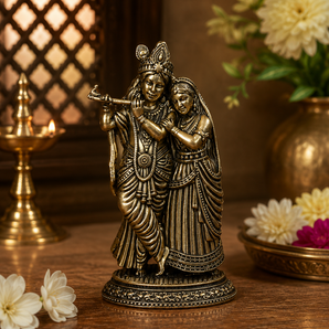 Murali Milan Divine Radha Krishna Brass Sculpture
