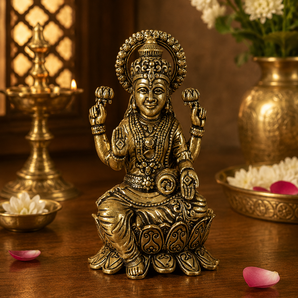 Shri Kamala Divine Brass Lakshmi Sculpture
