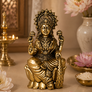 Padma Shree Divine Lotus Brass Lakshmi Sculpture