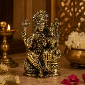 Narasimha Lakshmi Divine Protection Brass Idol